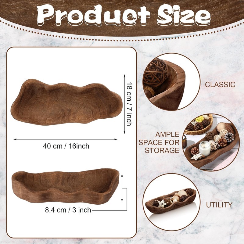 Nuogo 1 Pack 16 Inch Wavy Live Edge Dough Bowl Large Size Wood Rustic Dough B... gallery