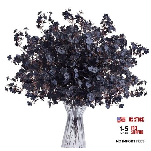 6Pcs Artificial Baby’s Breath Flowers 19.3 Inch Silk Gypsophila Bundles Black