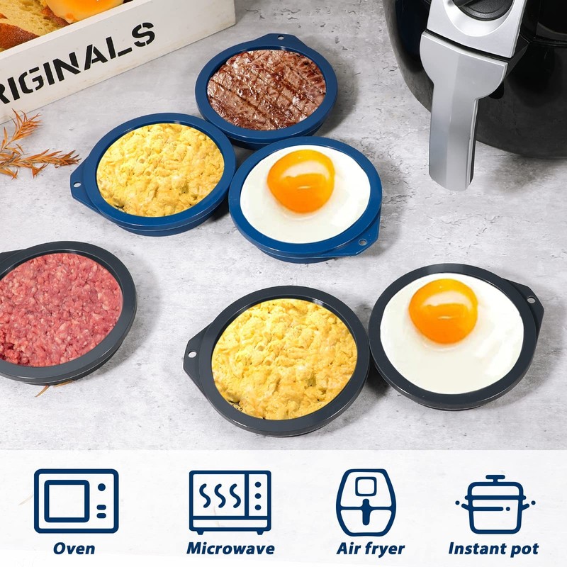 Silicone Air Fryer Egg Molds - 4 Inch Nonstick Baking Set of 6, BPA Free, Mini P gallery