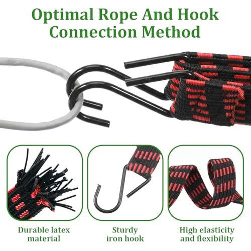 8 Pcs 77-84 Inch Adjustable Flat Bungee Cords with Hook - Heavy Duty Outdoor gallery