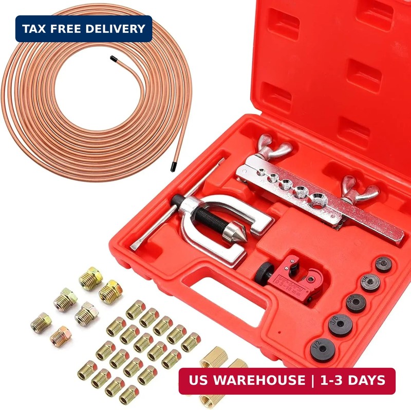 25 ft 3/16inch Copper Coated Brake Line Kit(Includes 24 Fittings and 4 Unions) w