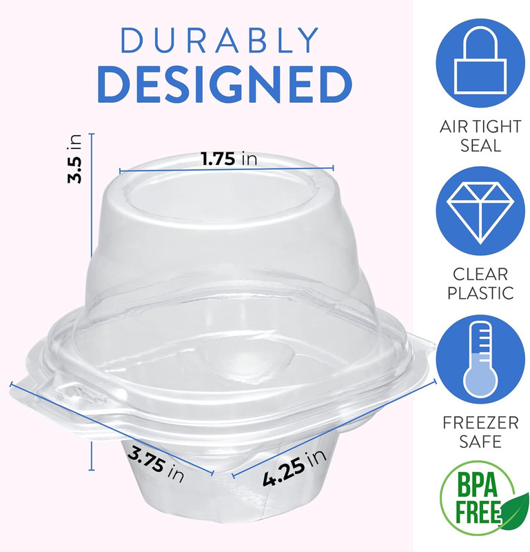 Individual Cupcake Containers (100 Pack) | Clear Plastic Disposable Cupcake Boxe gallery