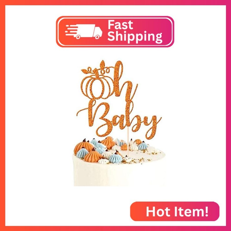 1 PCS Pumpkin Oh Baby Cake Topper Glitter Fall Theme Pumpkin Baby Shower Cake Pi