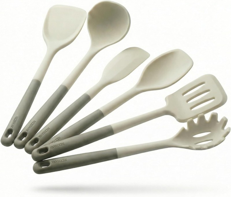 Silicone Kitchen Utensils Set, 6-Piece NON-PLASTIC 500°F Heat-Resistant