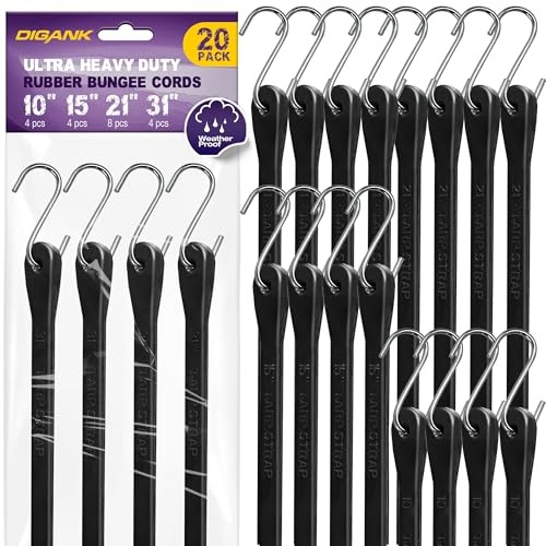 Bungee Cords with Hooks - 20 Pack - Heavy Duty Rubber Tarp Straps - Outdoor gallery