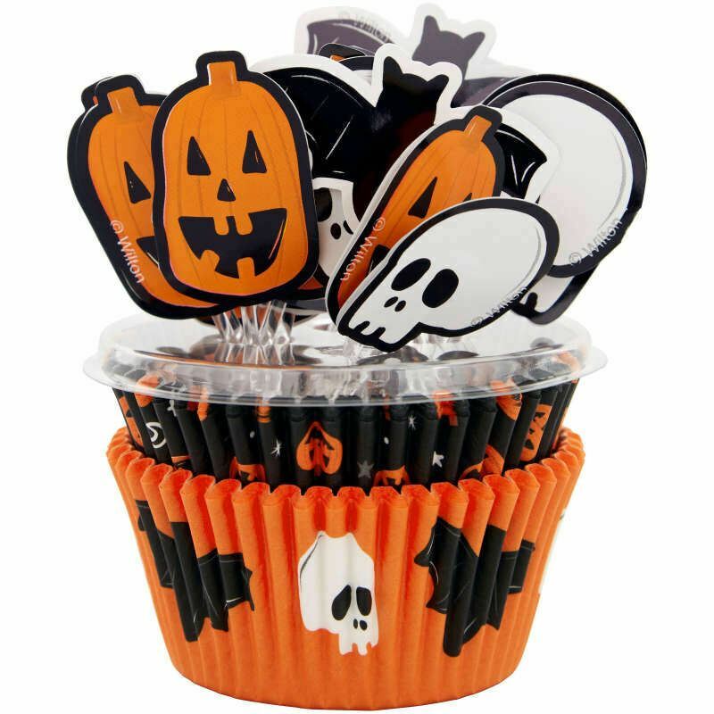 Skull Bat and Pumpkin Halloween Cupcake Kit 72-Piece Wilton