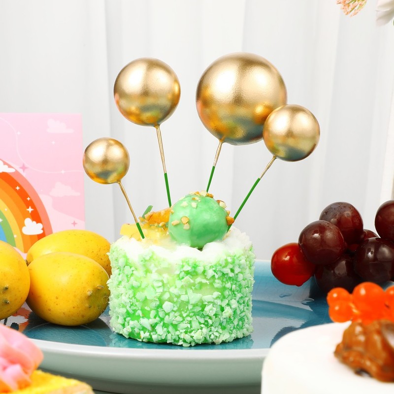 20Pcs Creative Round Ball Cake Toppers Multi Color Cupcake Ornaments for Wedding gallery