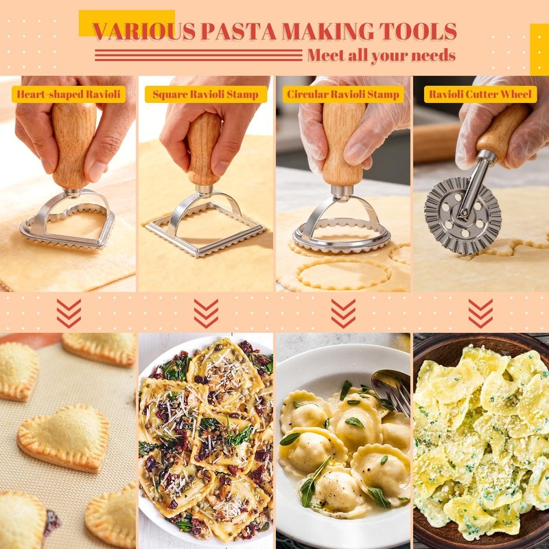 Pasta Making Tools, 15 PCS Pasta Making Kit with Pasta Drying Rack, Rolling P... gallery