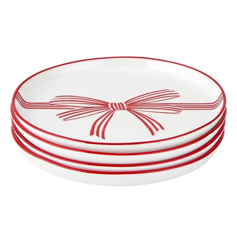 Santa Barbara Design Studio Small Plates Set of 4 5.25″ Diameter, Red Bow