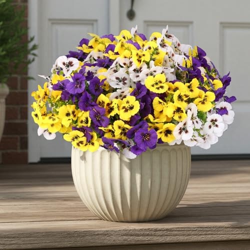 Bundles Artificial Flowers for Outdoor Indoor, Fake Silk 12 3 Color Pansy gallery