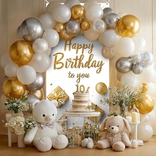 Happy Birthday Door Cover Gold White Glitter Confetti Gold White Confetti gallery