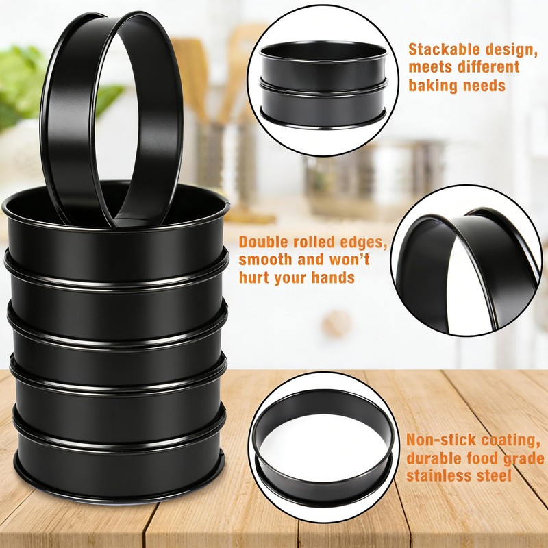 6 PCS English Muffin Rings 4 Inch Double Rolled Stainless Steel Crumpet gallery