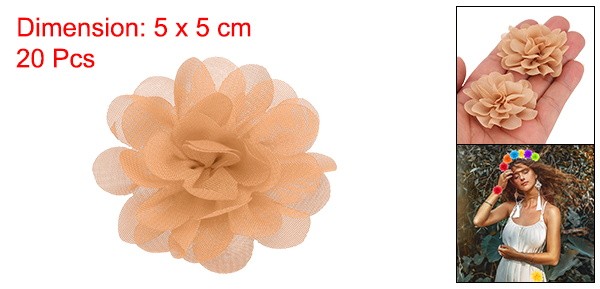 20Pcs 2" Chiffon Flowers Sewing Fabric Flower Appliques for Crafts Khaki gallery