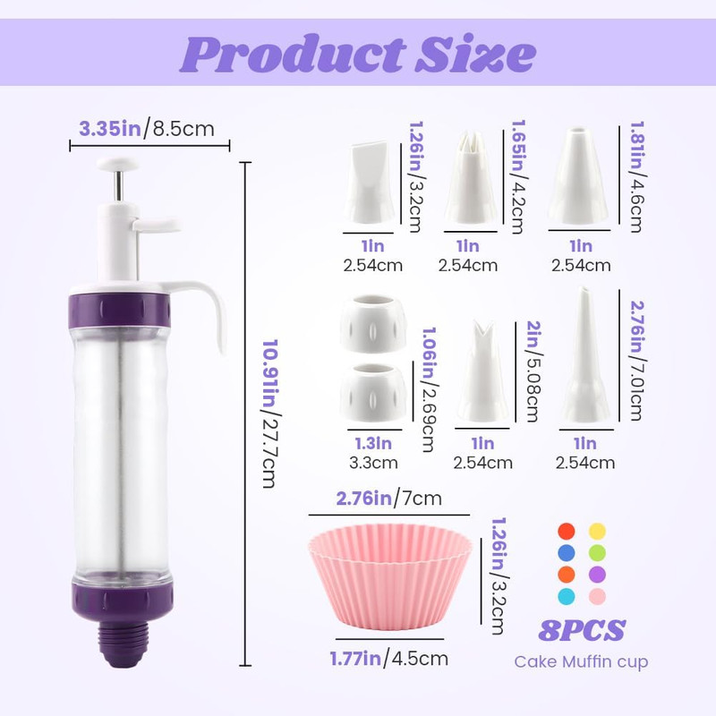 Dessert Decorating Sy-Ringe Set, Icing Dispenser Tool with 5 Icing Nozzles,2 Con gallery