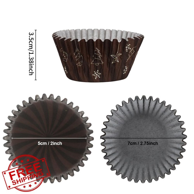 Kiopdse Christmas Cupcake Liners Dark Brown 100ct gallery