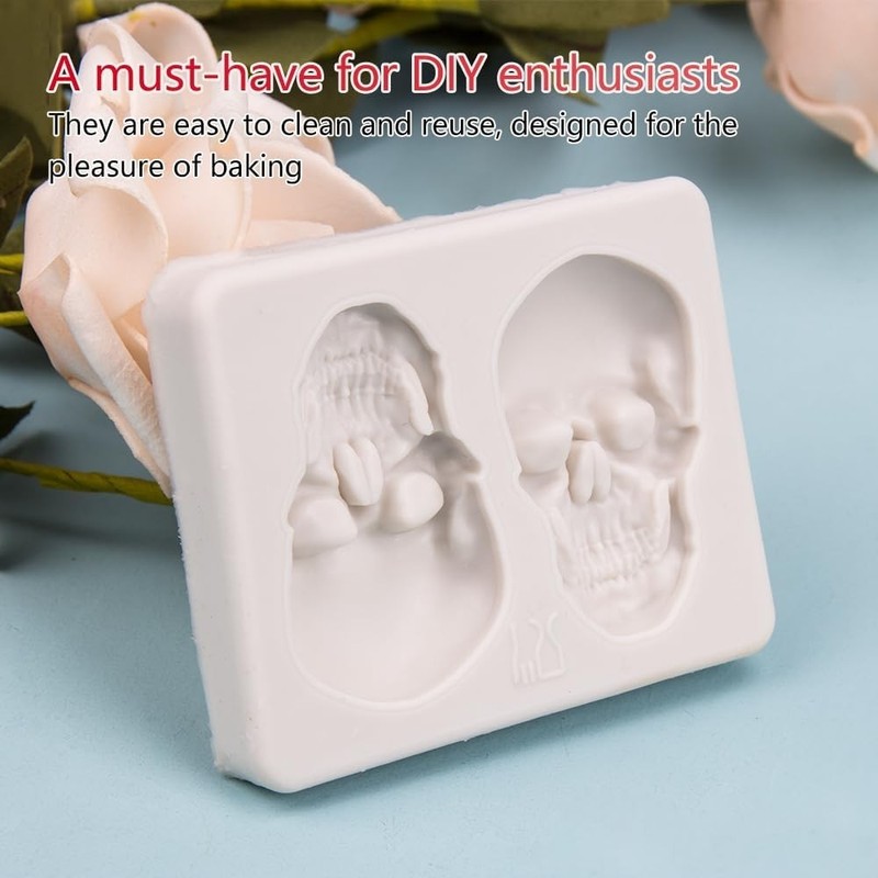 Versatile Skull Chocolate and Cake Mold - Durable Silicone Tool for DIY Fun gallery