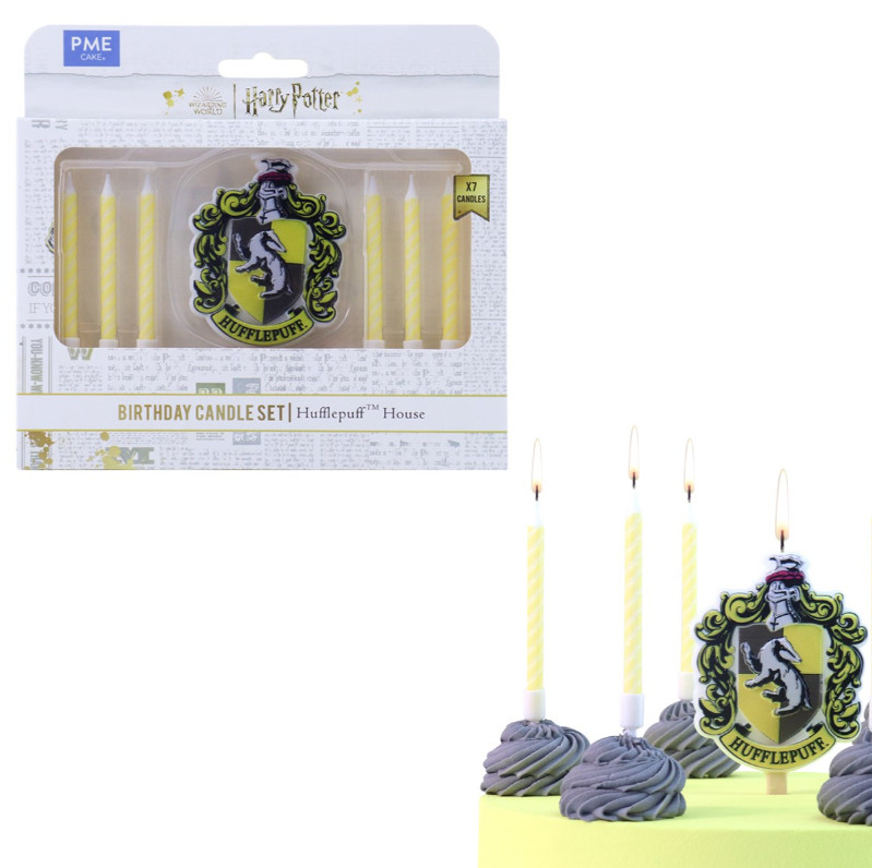 PME Cake Harry Potter Hufflepuff Yellow Birthday Cake Candles Set 7pc HPH114