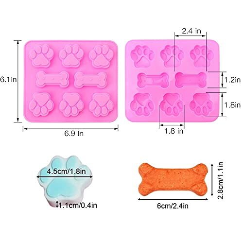 2 Pack Silicone Molds Puppy Dog Paw and Dog Bone Silicone Dog Blue and Pink gallery
