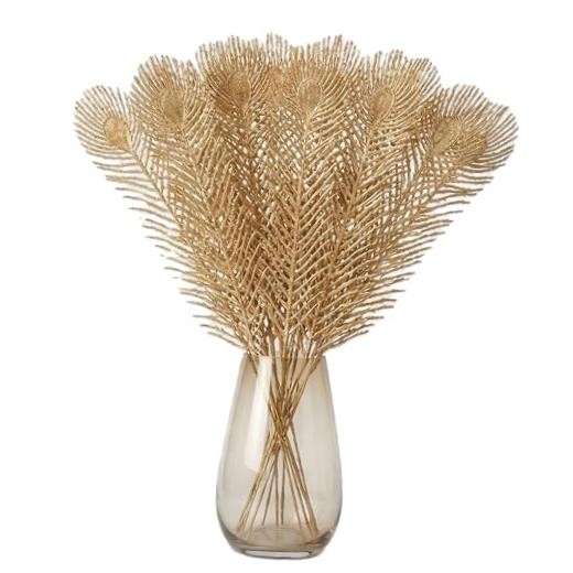 40 Pcs Decor Fake Feather Leaves for Christmas Decor Gold Leaf Gold-e