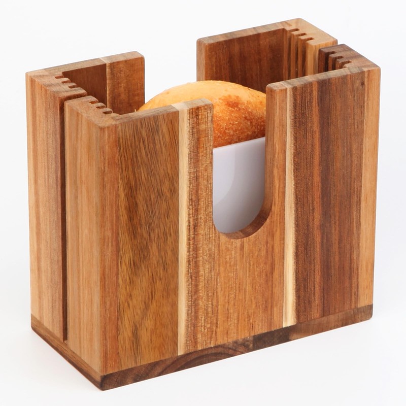 Soporte ajustable para cortar bagels de diferentes tamaños, de madera de acacia