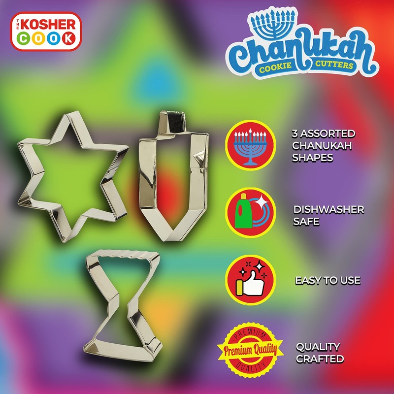 Hanukkah Cookie Cutters Stainless Steel Chanukah Cookie Cutters 3 Piece Set K gallery