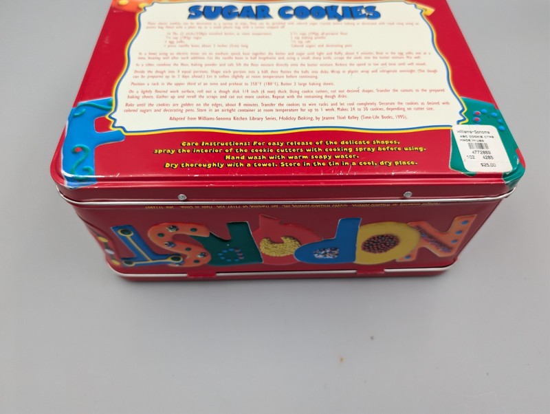 WILLIAMS-SONOMA ABC Cookie Cutters Kit with RETRO Red Metal Lunchbox Lot of 26 gallery