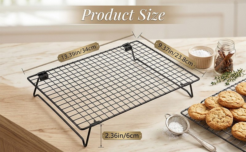 3PCS Stackable Cooling Rack for Baking, 13.3 x 9.3 Inch Carbon Steel Wire Rack gallery