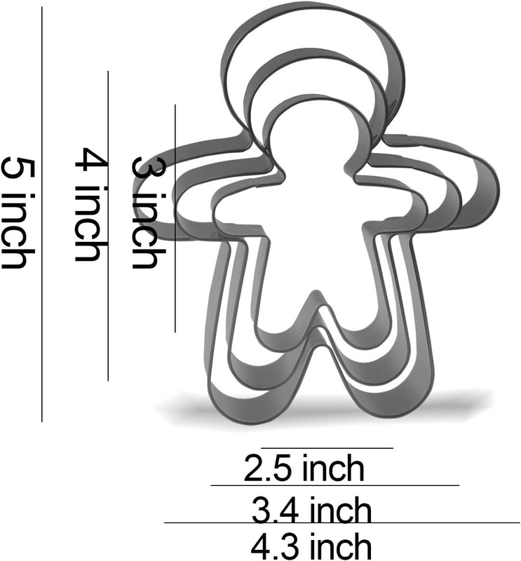 Gingerbread Man Cookie Cutter Set - 5”,4”,3” - 3 Piece - Stainless Steel gallery