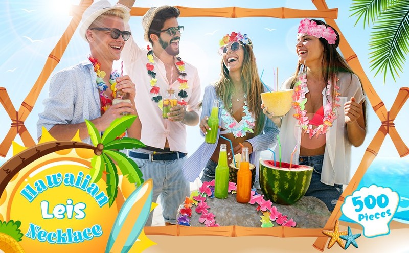 500 Pcs Hawaiian Leis Bulk Luau Leis Nelace Hawaiian Flower Tropical gallery