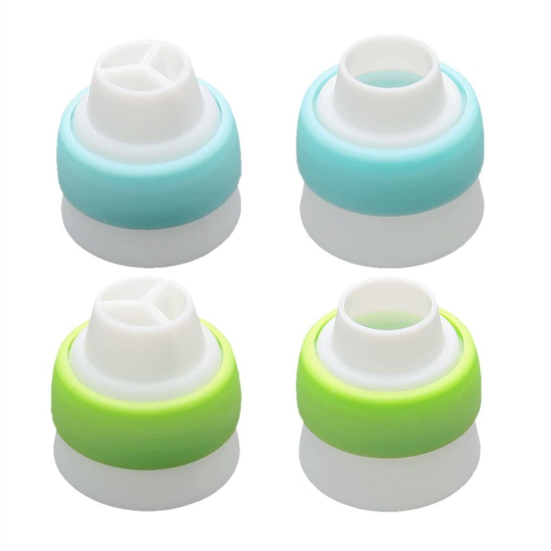 4pcs Russian 3 Color Nozzle Converter Coupler Icing Nozzles Blue+Green Single...