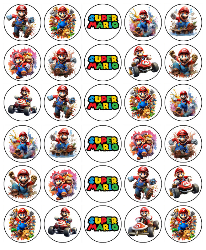Super Mario Cake Toppers Edible Icing Birthday Cake Gaming Decorations (4 Sizes) gallery