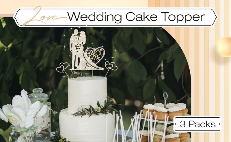 3 Pack Wedding Cake Topper Mr and Mrs, Rhinestone Bride and Groom Cake Topper gallery