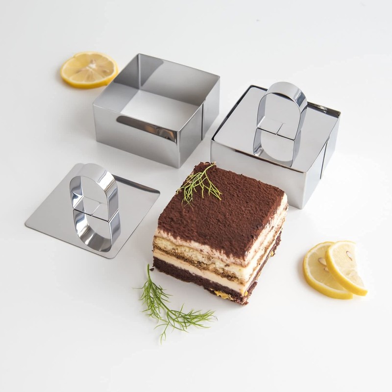 4 Pieces Food Ring Molds Set, Stainless Steel Cake Ring Mold with Pusher, for... gallery