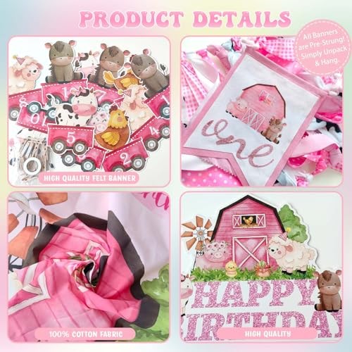 Party Inspo Farm 1st Party Decorations Girl, 131 PCs Farm Animal Birthday gallery