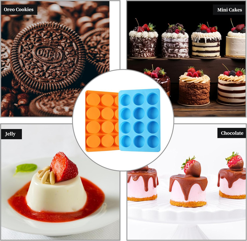 2PCS Silicone Oreo Molds, 12 Cavity Cookie Chocolate round Silicone Mold, Bakin gallery