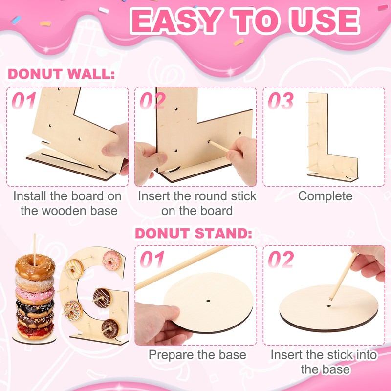 Donut Display Stand, 1Pcs Digit Donut Wall 4Pcs Round Bagel Holder, Letter g gallery