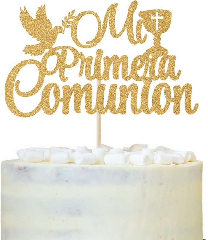 Mi Primera Comunion Cake Topper, Cross Spanish My Baptism/First Holy Communion
