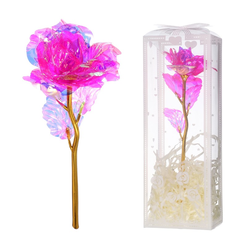 24K Colorful Gold Rose, Artificial Roses Flowers with Gift Box, Rose Red