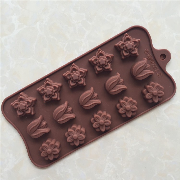 2pcs 15 consecutive sets of 3D tulip silicone chocolate molds baking tools gallery
