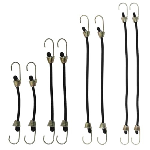 16Pcs Mini Bungee Cords with Hook Versatile Outdoor Hooks, Four Sizes, Black gallery