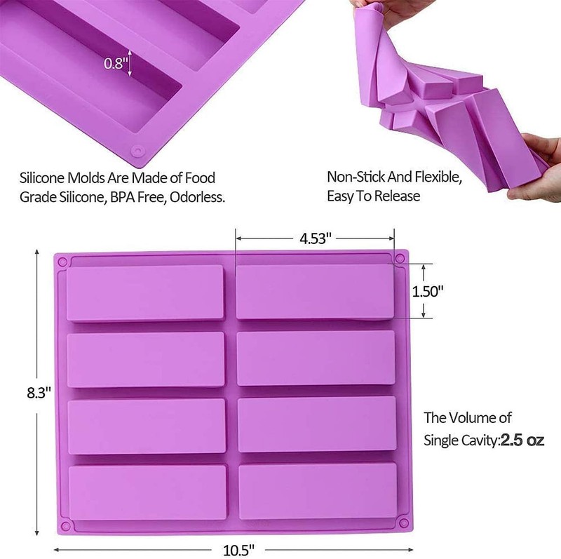 ROTDAM Large Rectangle Silicone Mold 2 PCS 10.5x 8.35x 0.8 Inch, Purple gallery