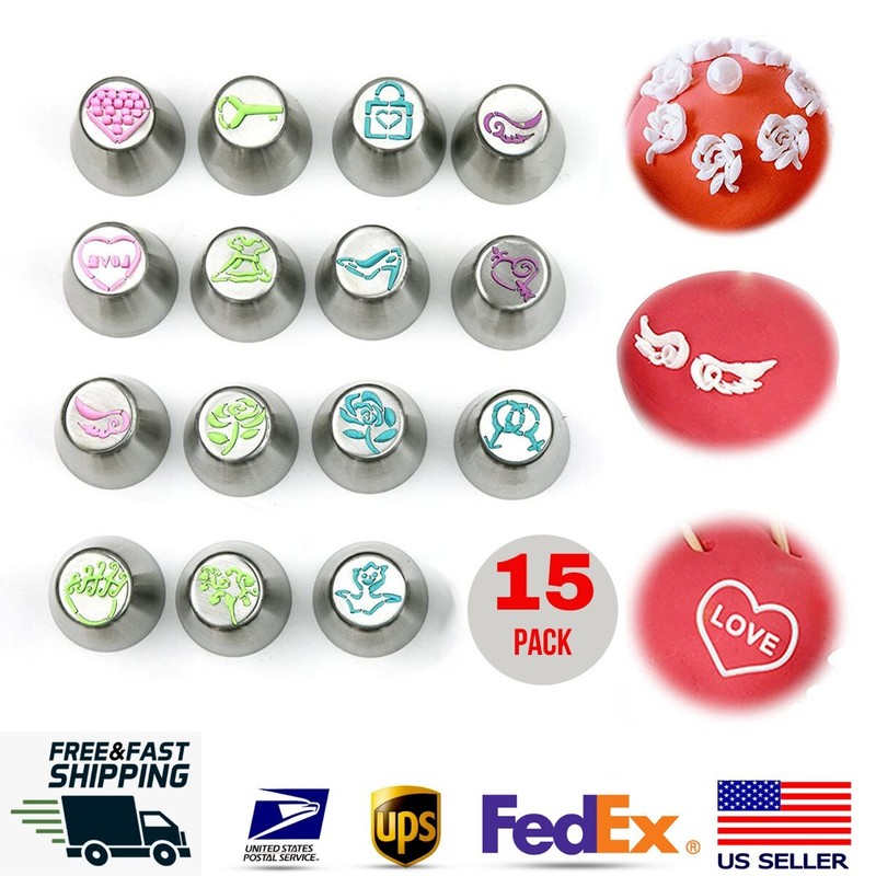 Cake Decorating Tools Set 15pcs Icing Piping Tips Pastry Cupcakes for Valentines