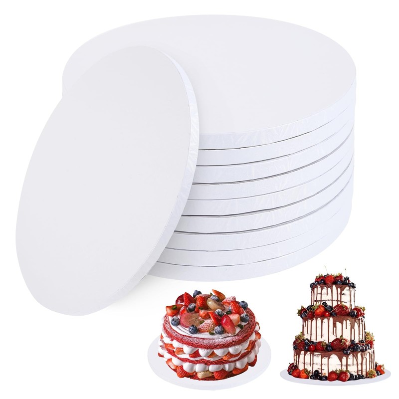 ANSCHER 9 Packs Round Cake Drums 10 Inch, Greaseproof White10 Inch Cake Drums…