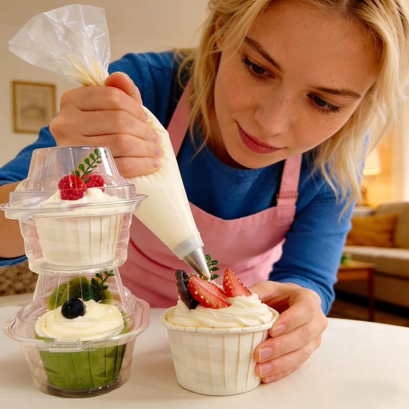 BPA-Free Clear Cupcake Containers - 50 Pack with Deep Dome & Easy Snap Closure gallery
