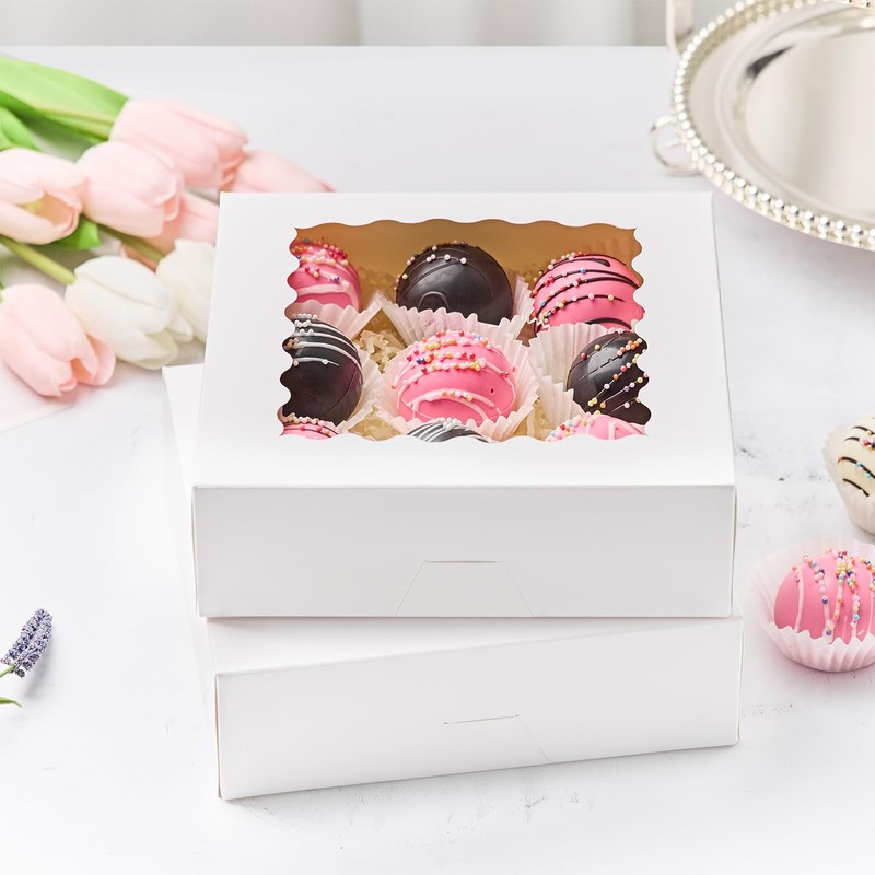15 Pack Cake Boxes with Window Bakery Boxes for Cake Pie, 8x8x2.5inch gallery