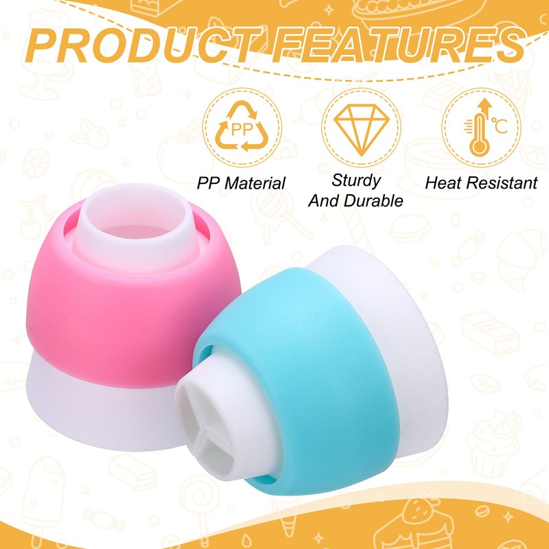 4 Pcs Piping Tip Coupler, Plastic 3 and 1 Color Couplers Piping Bag, Pink gallery