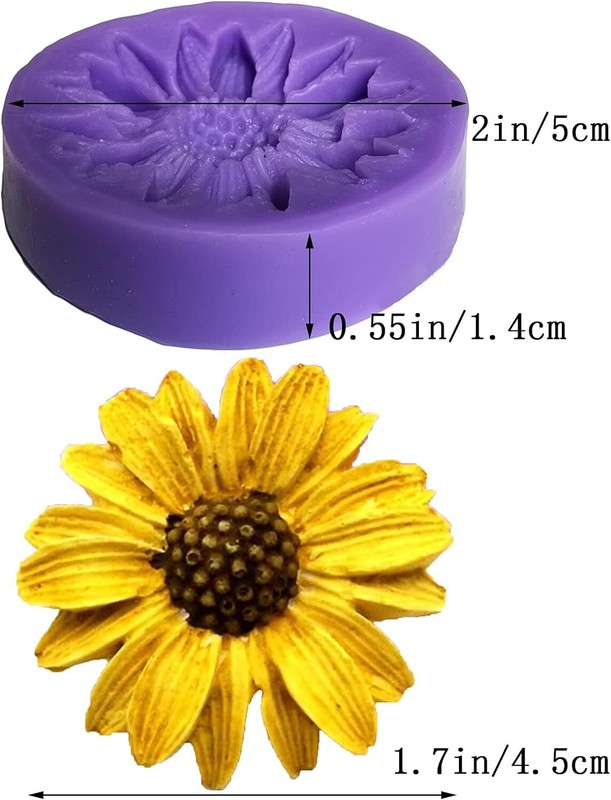 2PCS Sunflower Flowers Silicone Molds for Cake Topper Decoration, Purple gallery