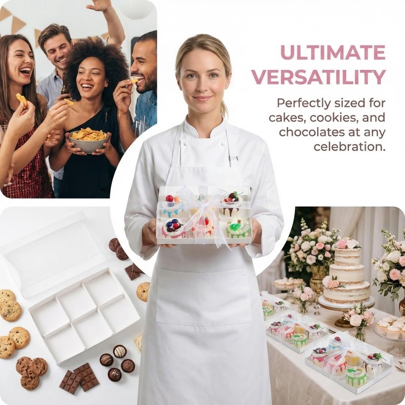 Boxes Dessert Box Divided Snack Cupcake Chocolate Packing Clear White 5 PCS gallery