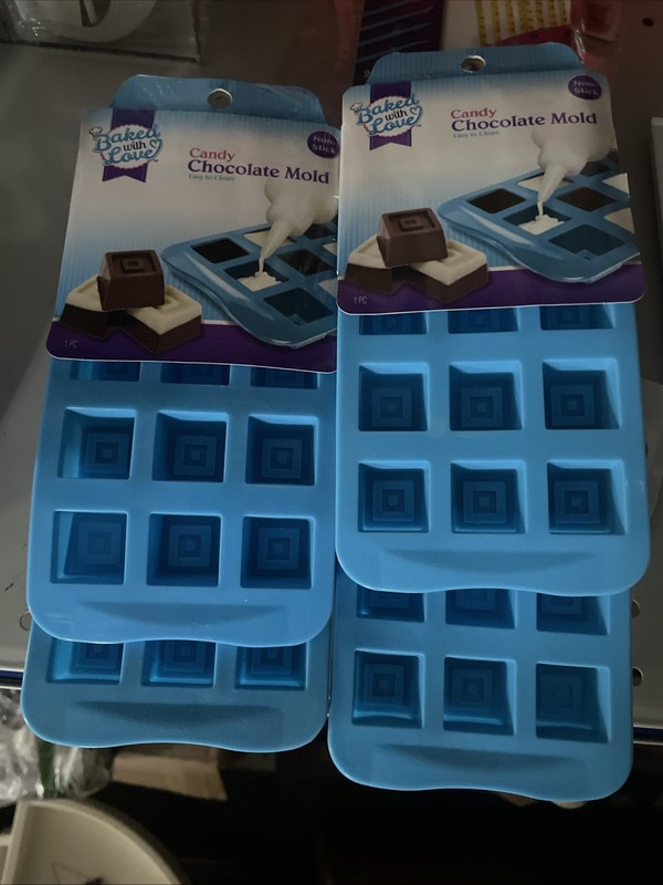 4 Pack - “Baked With Love” Square Chocolate Candy Mold Nonstick 15 Square Mold gallery