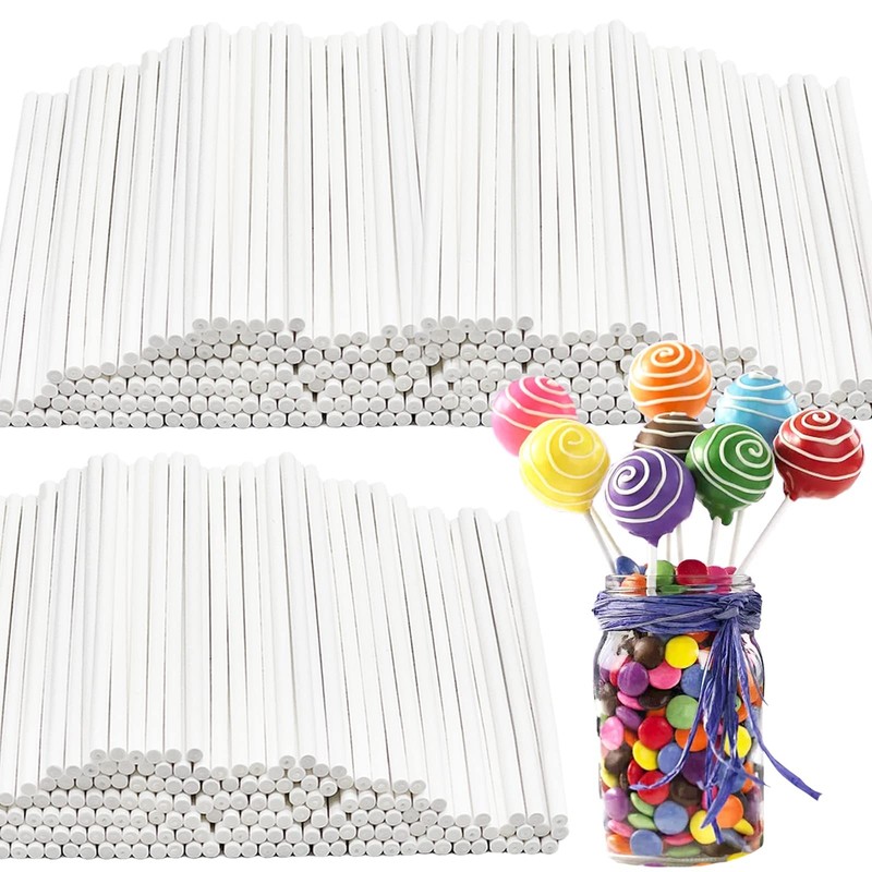 500 Pcs 4-Inch White Lollipop Sticks,Cake Pops 4 Inch (Pack of 500)